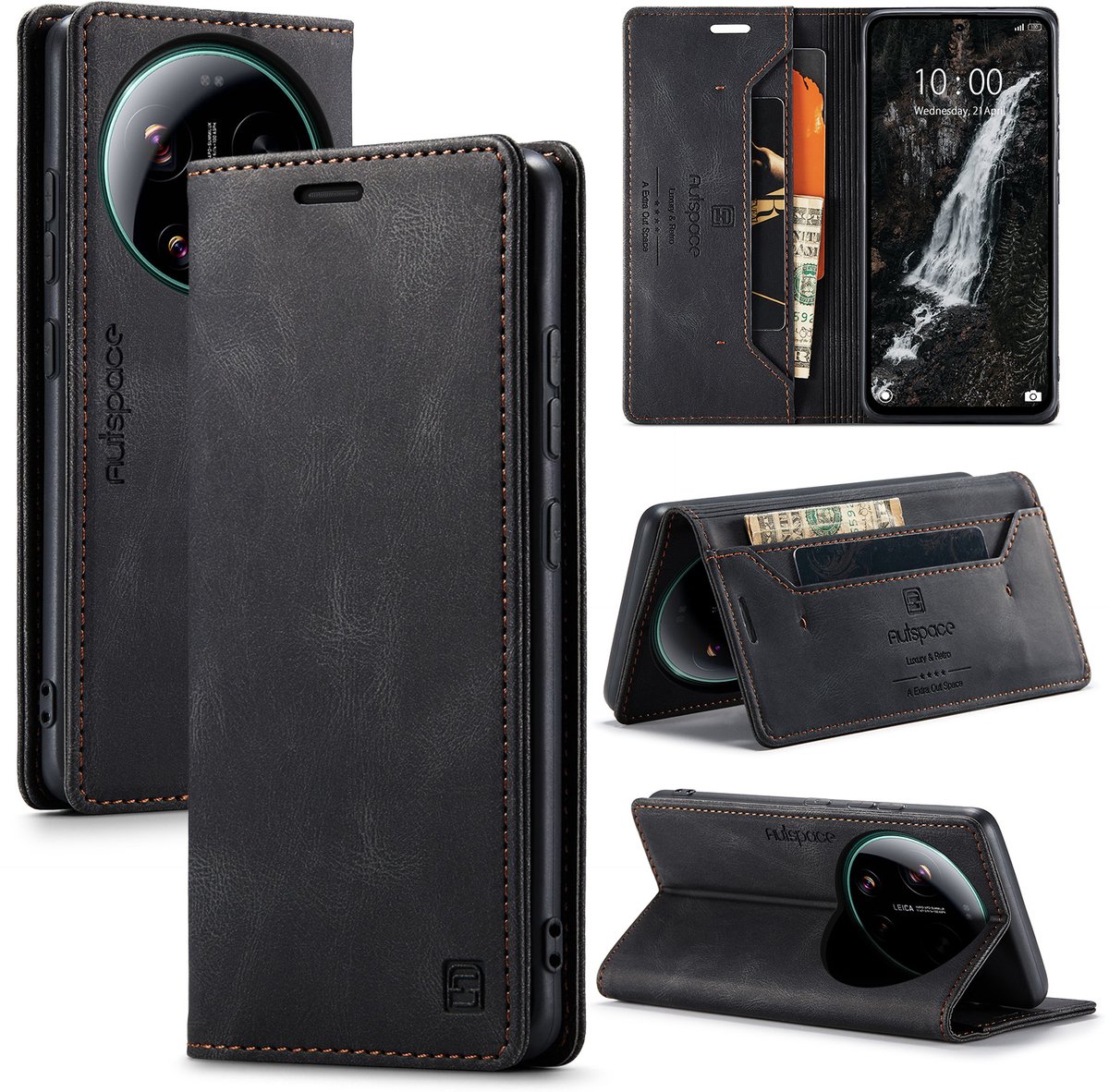 Luxe Flip Case met Anti-RFID Kaarthouder en Magneetsluiting voor Xiaomi 17 Ultra _ Zwart