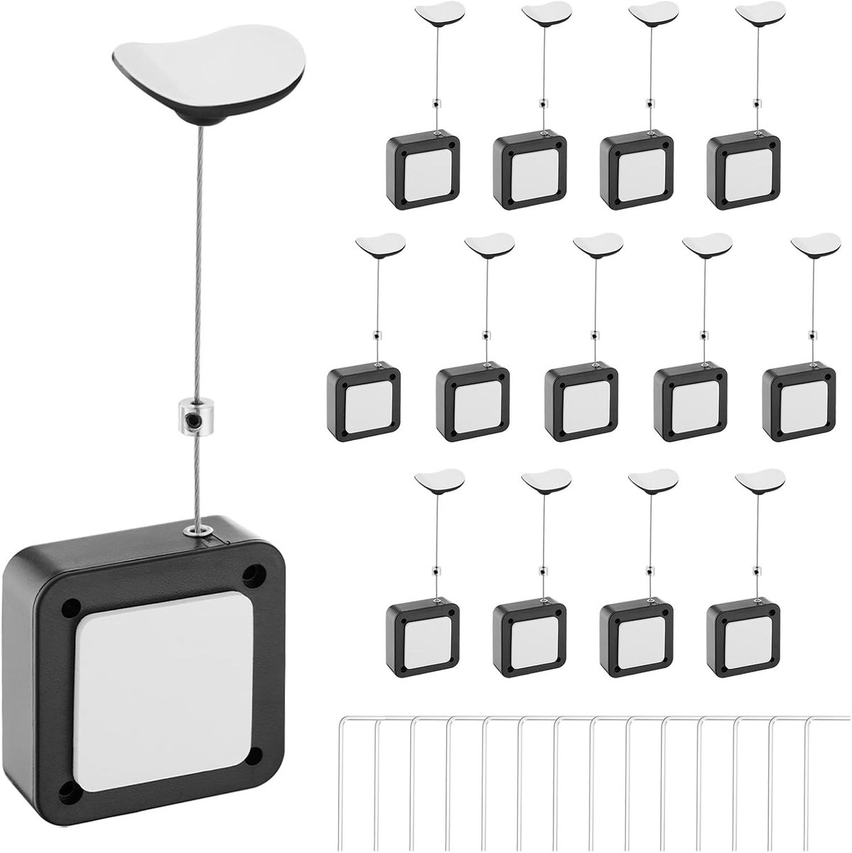 Intrekbare afstandsbedieningshouders met diefstalbestendige touwlijn, 14 stuks voor veilig opbergen van afstandsbedieningen, tablets en laaddisplays