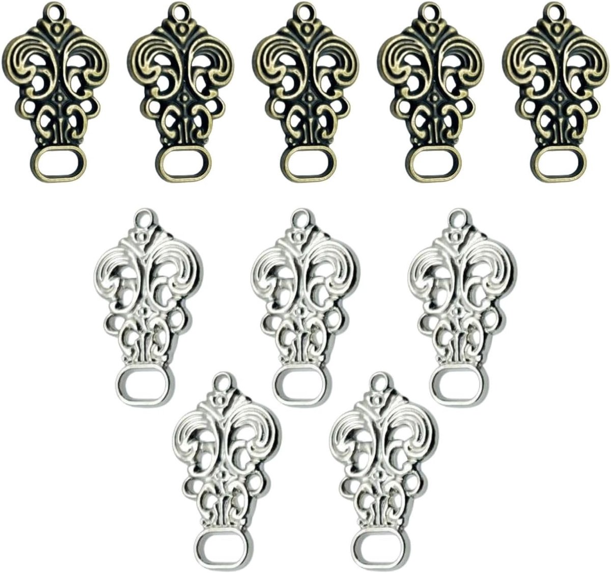 Set van 10 Dirndl Corset Haken, 5 Witte en 5 Bronzen, Hoogwaardige Kostuumknopen voor het Naaien van Mouwen en Dirndl Blouses