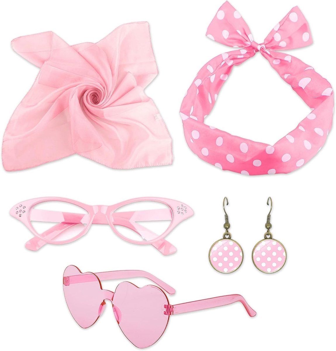 Retro 50s Kledingaccessoires Set voor Rockabilly Kostuum met Chiffon voor Feestjes en Thema-avonden
