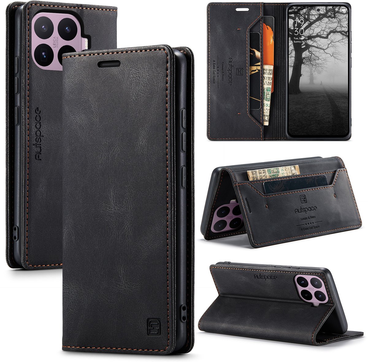 Luxe Flip Case met Anti-RFID Kaarthouder en Magneetsluiting voor Xiaomi 17T Pro _ Zwart