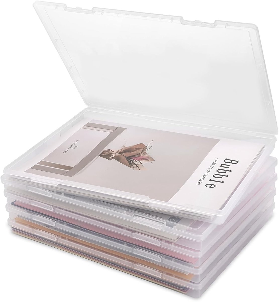 Transparante Documentenbox - 5 Stuks A4 Opbergdozen en Plastic Mappen voor Papier, Archiveren en Organisatie Thuis, Op School en op Kantoor
