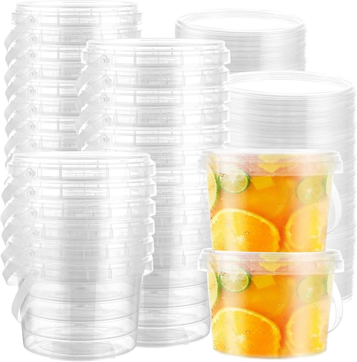 30 Stuks Herbruikbare Plastic Opbergdozen met Deksel, 500ml, Ideaal voor Voedsel, Soepen en Fruit, Lekvrij en Praktisch