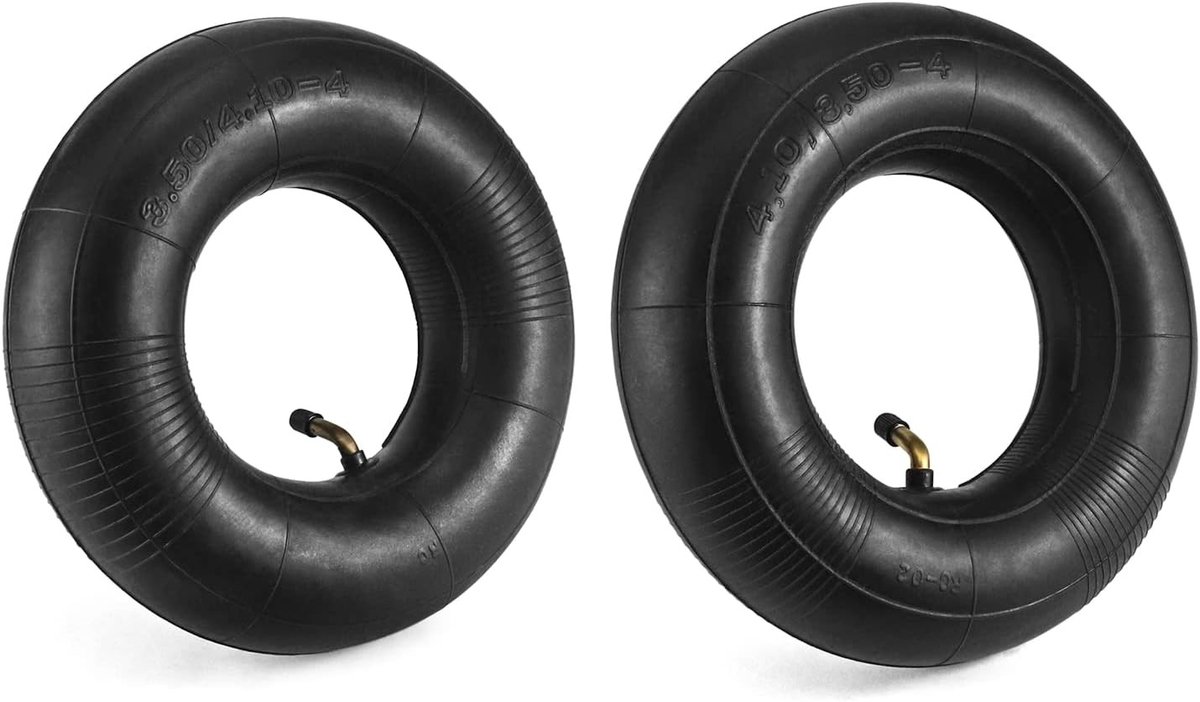 Kruiwagenband - 4.10/3.50-4 - Binnenband van rubber met gebogen ventiel - Voor kruiwagens en handkarren