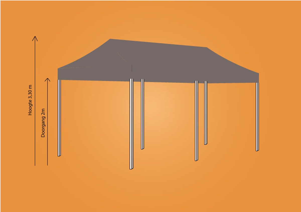 Plooitent 3x6 - Vouwtent 3x6 - Easy Up 3x6 - ALU - Kleur: ZAND INCL ZIJWANDENSET
