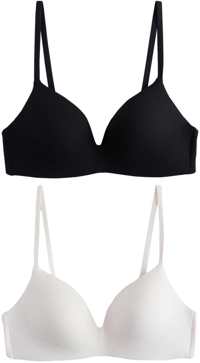 Next Dames - Set van 2 huidvriendelijke beha’s met vulling, zonder beugels - Zwart Black/Cream