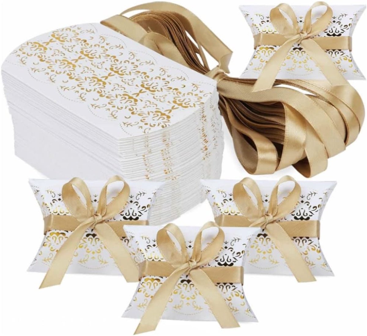 50 Stuks Kraft Papieren Cadeauboxen voor Trouwen en Feestjes, Duurzame Verpakkingen voor Geschenken