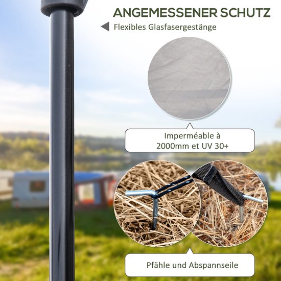 Outsunny-Campingzelt-Polyester, Fiberglas-320L x 240B x 130H cm-Blau van Merkloos — afbeelding 4