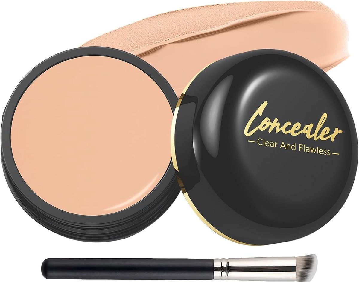 Oogcorrectiekwast met concealer voor donkere kringen, vlekken, acne littekens en een natuurlijke afwerking