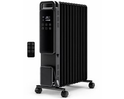 Olieradiator 2500W – 11 Ribben – 3 Warmtestanden – Digitale Thermostaat – 24 Uur Timer – Zwart