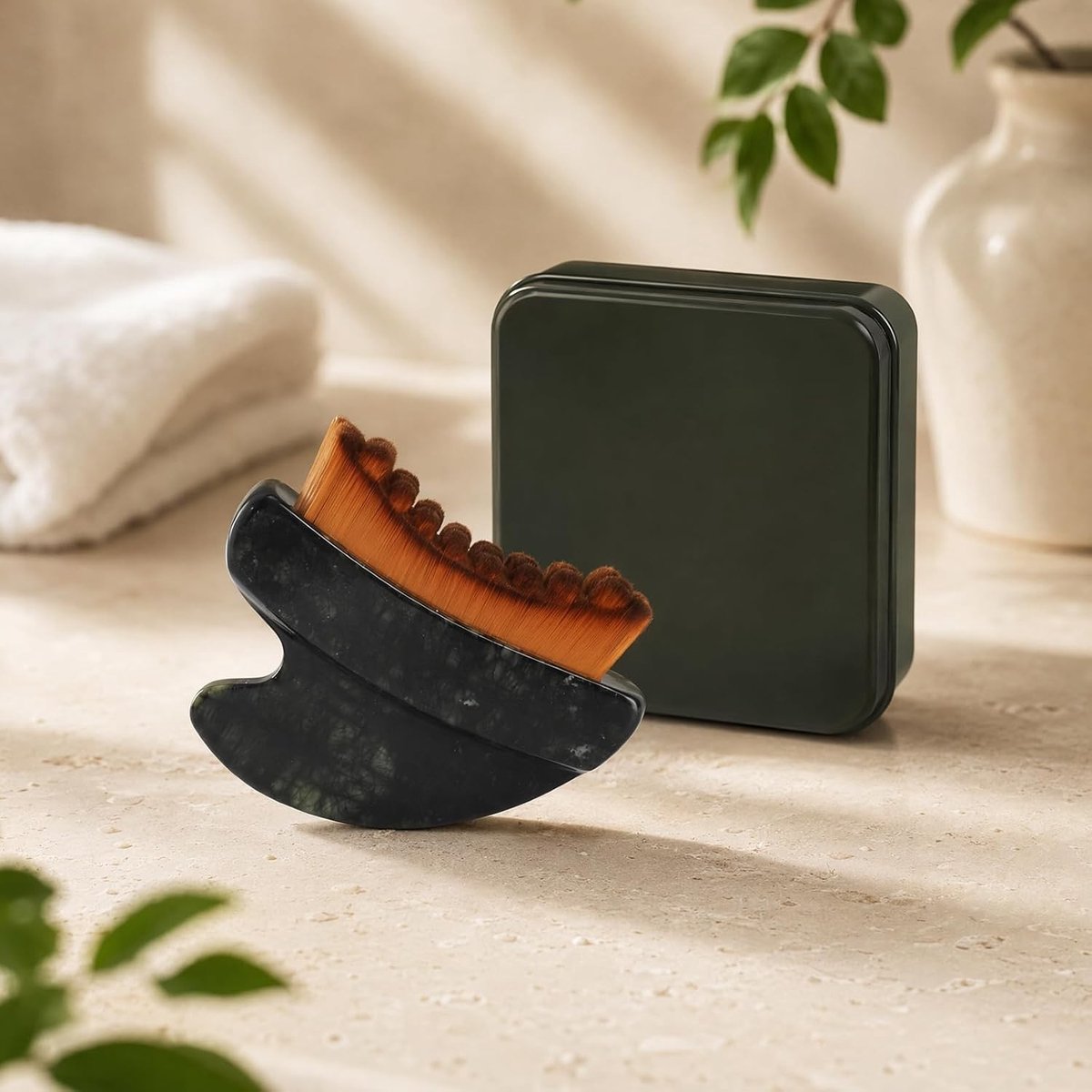 Gezichtsmassage met Gua Sha en Lymfedrainage Borstel voor een Stralende Huid en Ontspanning