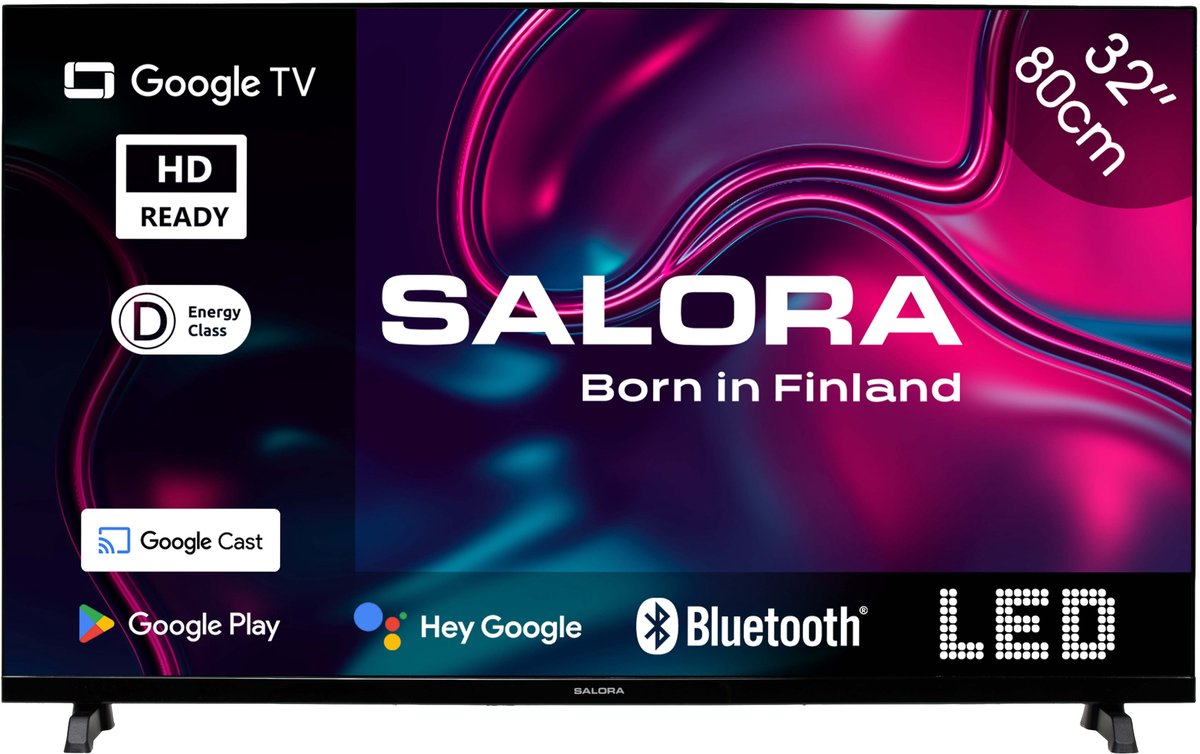 Salora 32GOOGLETV - Smart TV - 32 inch - HD - Google TV - Zwart