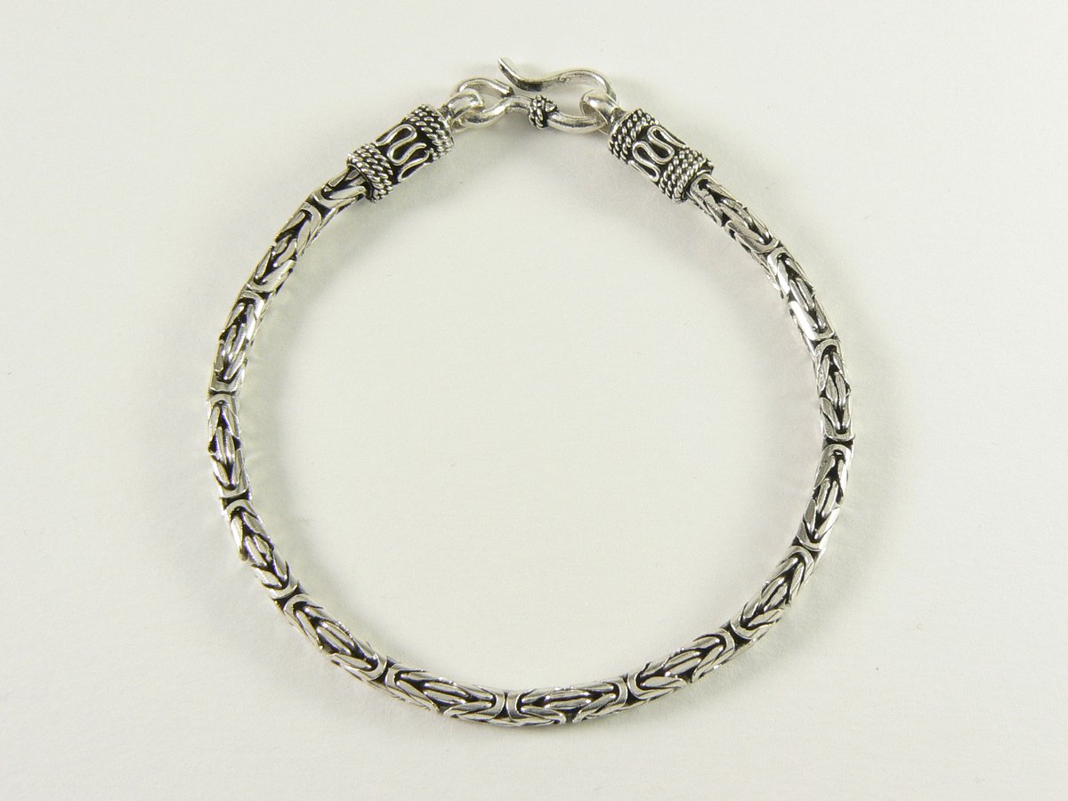 Fijne zilveren armband met koningsschakel - 21.5 cm