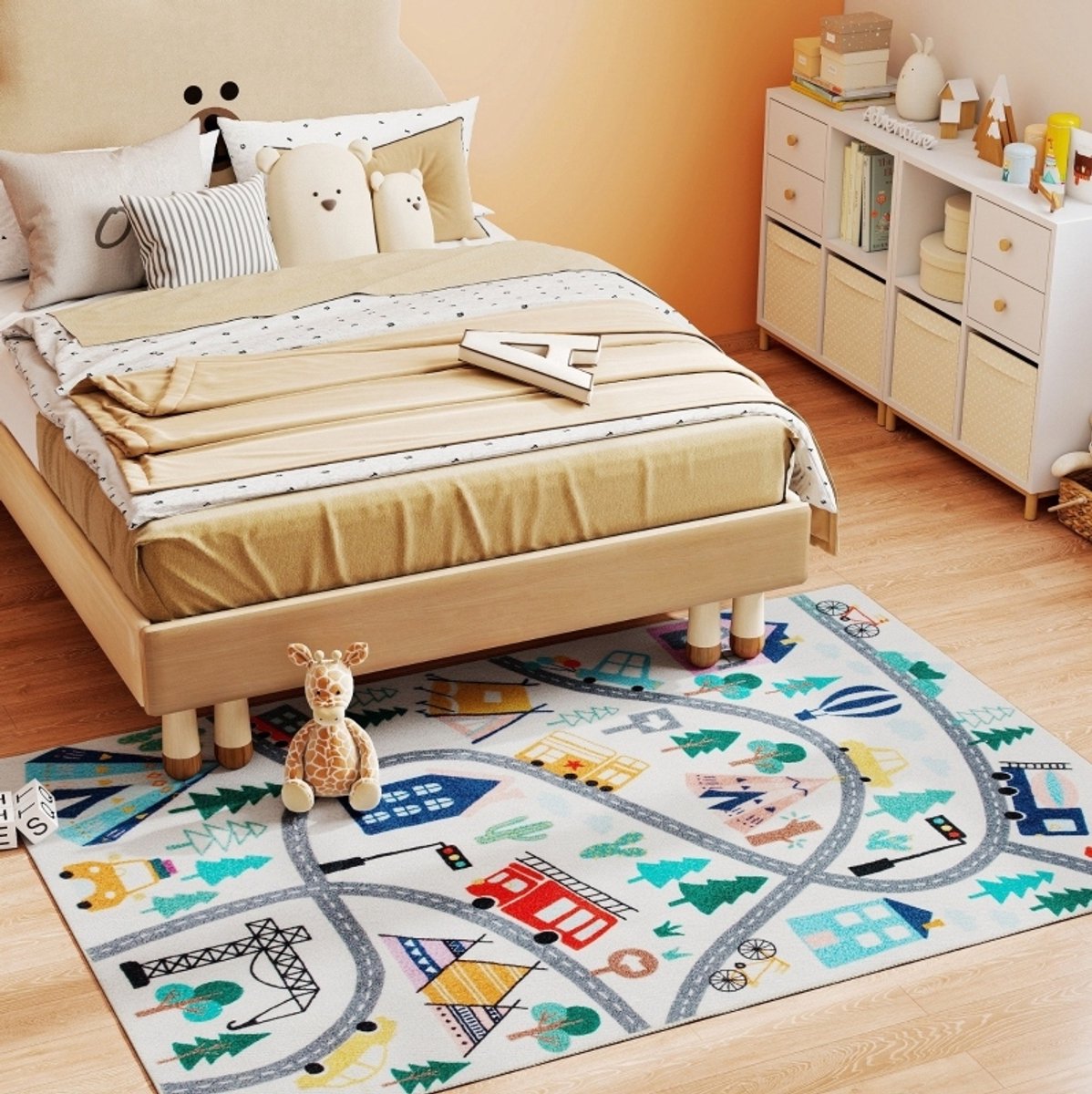 MODFU - Vloerkleed - Autobaanpatroon - Voor Binnen - Polyester - Multicolor - 160 X 120 Cm