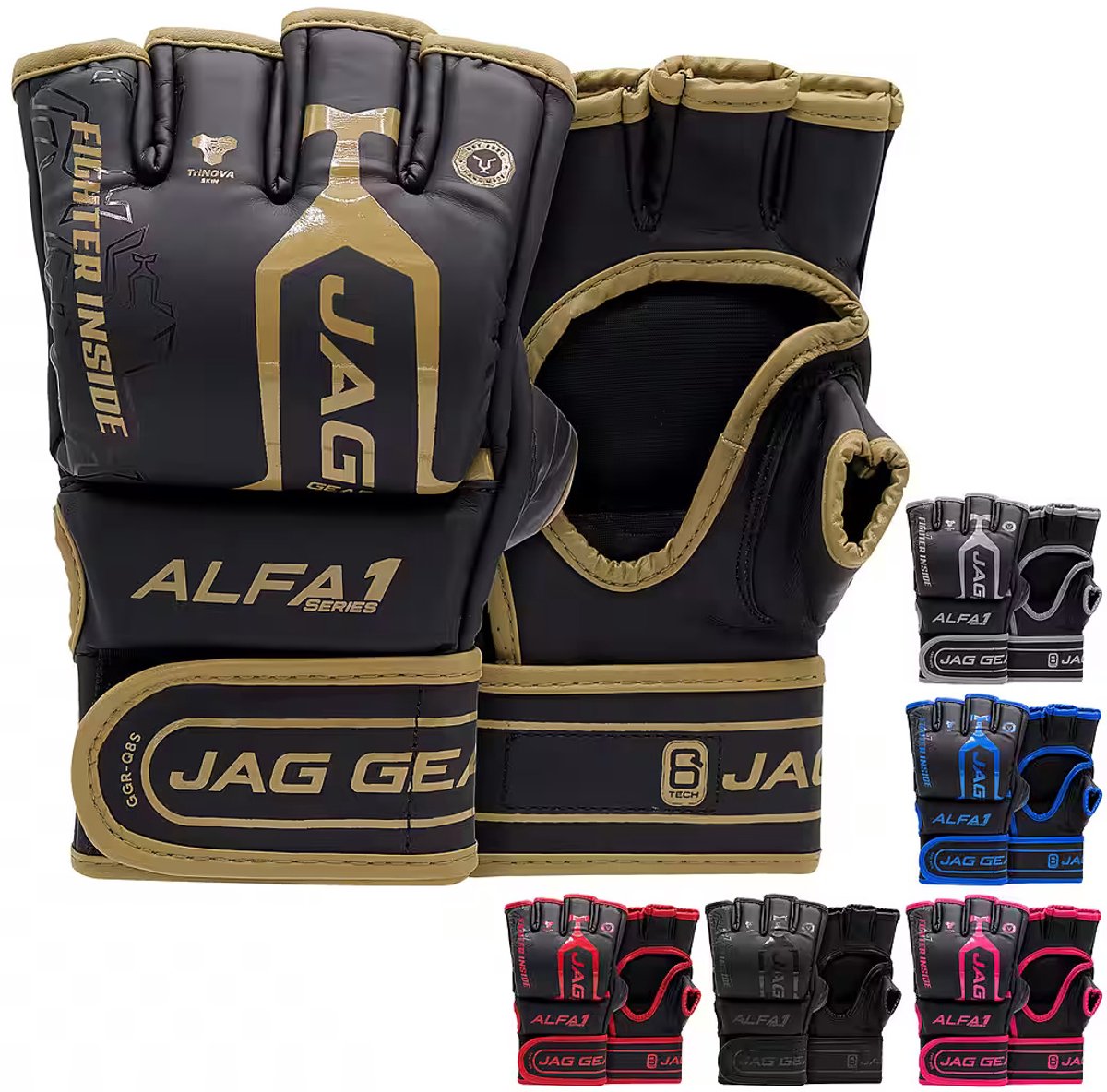 JAG Gears - ALFA - MMA-handschoenen - Bokshandschoenen - Trainingshandschoenen - Vechtsporthandschoenen - Boksen - Goud - Mat - Maat - S
