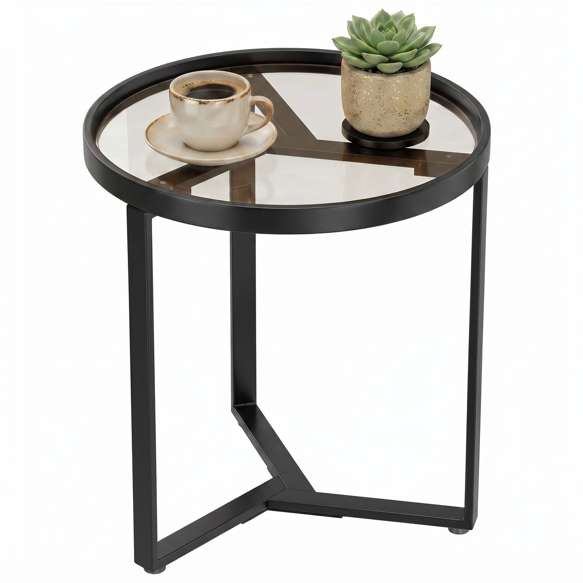 HOMCOM Side Table-Gehärtetes Glas-45L x 45B x 50H cm-Schwarz