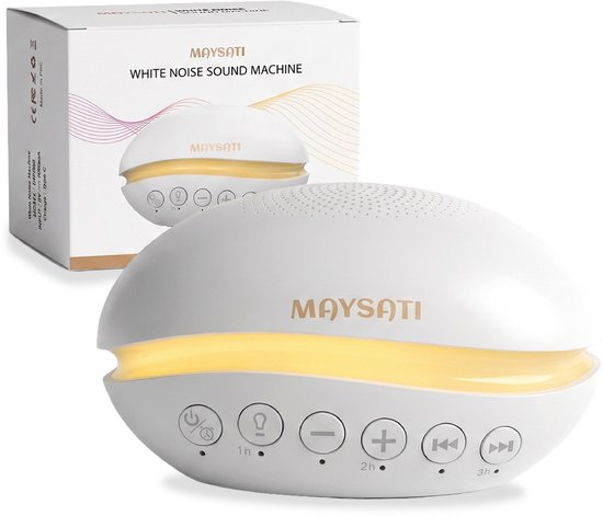 MAYSATI White Noise Machine – 27 Geluiden incl. Baarmoeder Geluid – Witte Ruis voor Baby & Volwassenen – Compact & Draagbaar – 50 Uur Batterij