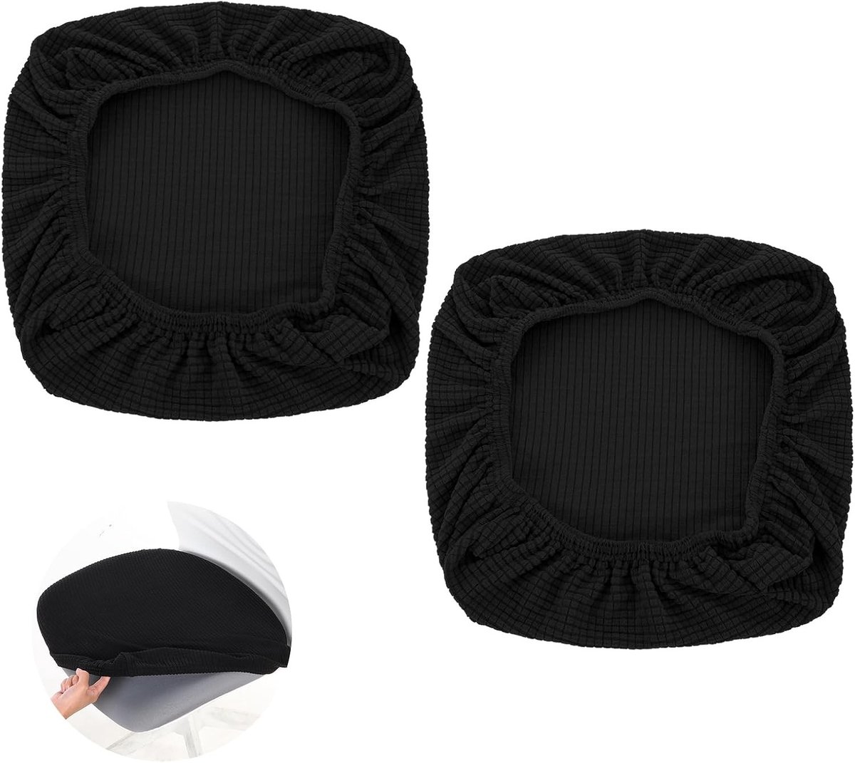 Stretchable Stoelcover Set van 2 voor Kantoorstoelen, Verwijderbaar en Wasbaar, Anti-Stof, Zwart, Geschikt voor Bruiloften en Restaurants