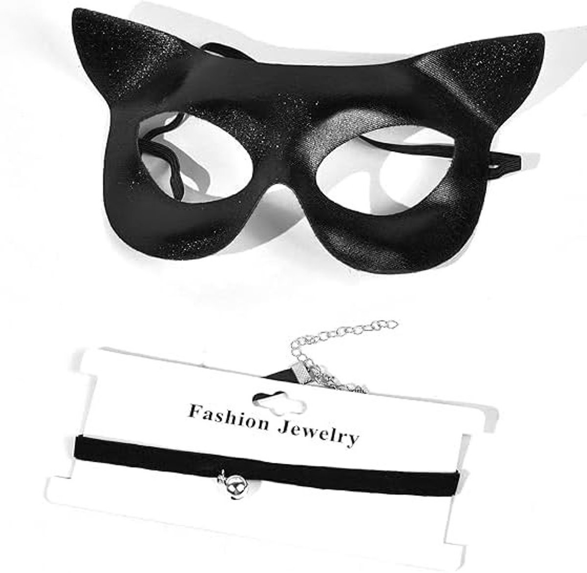 Vrouwelijk Kattenkostuum met Masker en Ronde Hals, Perfect voor Halloween, Carnaval en Feestjes