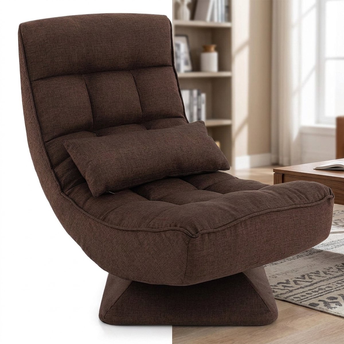 Fauteuil - Relaxzetel - Relaxstoel - Relaxfauteuil - Stoel - Met Lendenkussen - Voor één Persoon - Bruin