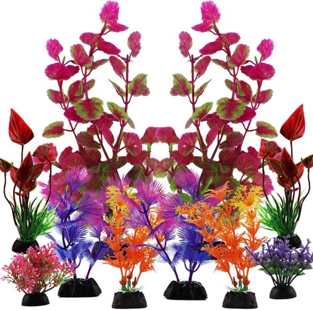 Allecto - Aquariumdecoraties - Kleurrijke Plastic Planten - Onderhoudsvriendelijk