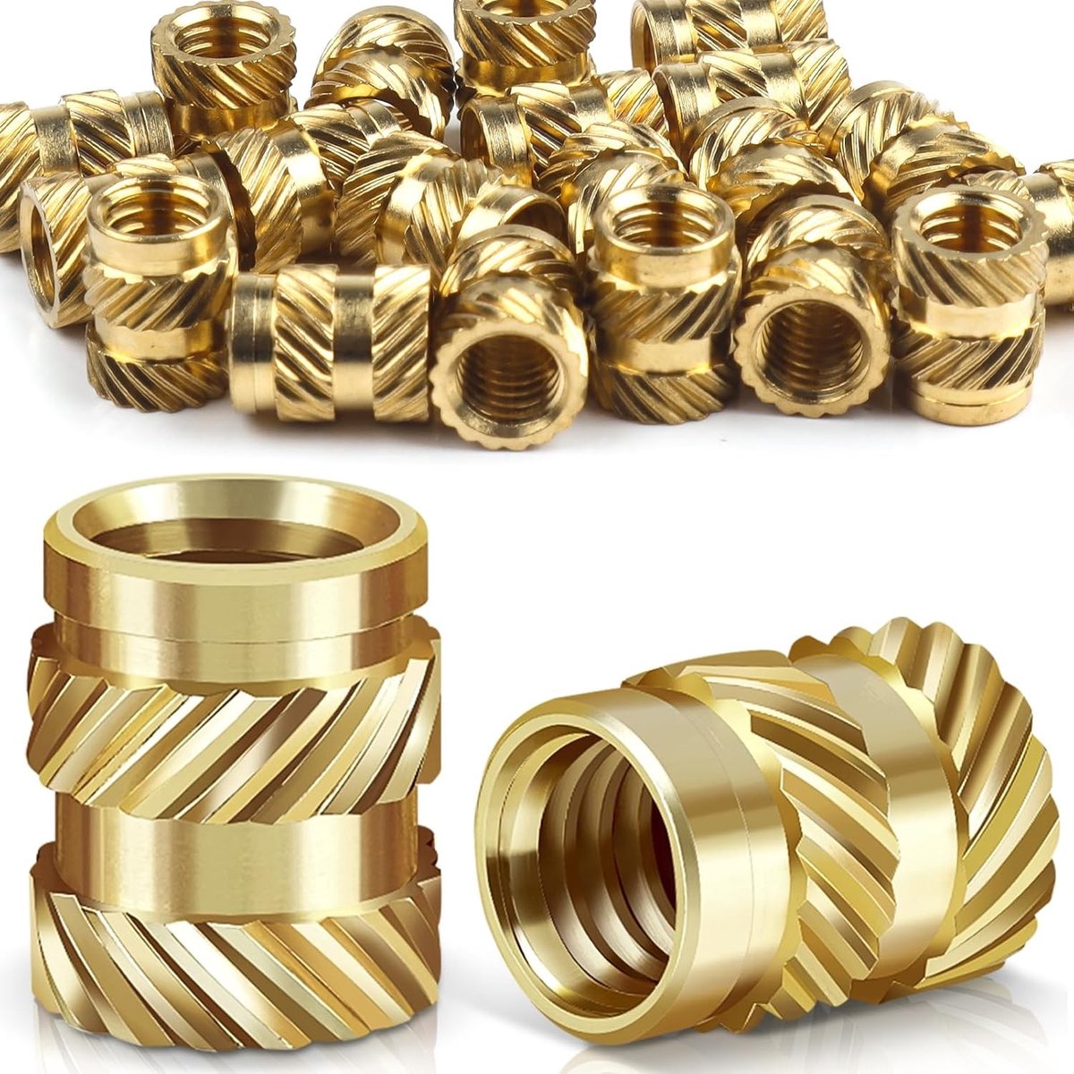 20 Stuks M6 Messing Draadinvoegen voor Kunststof en 3D-printcomponenten - Duurzame Knurled Moeren voor Verbeterde Stabiliteit