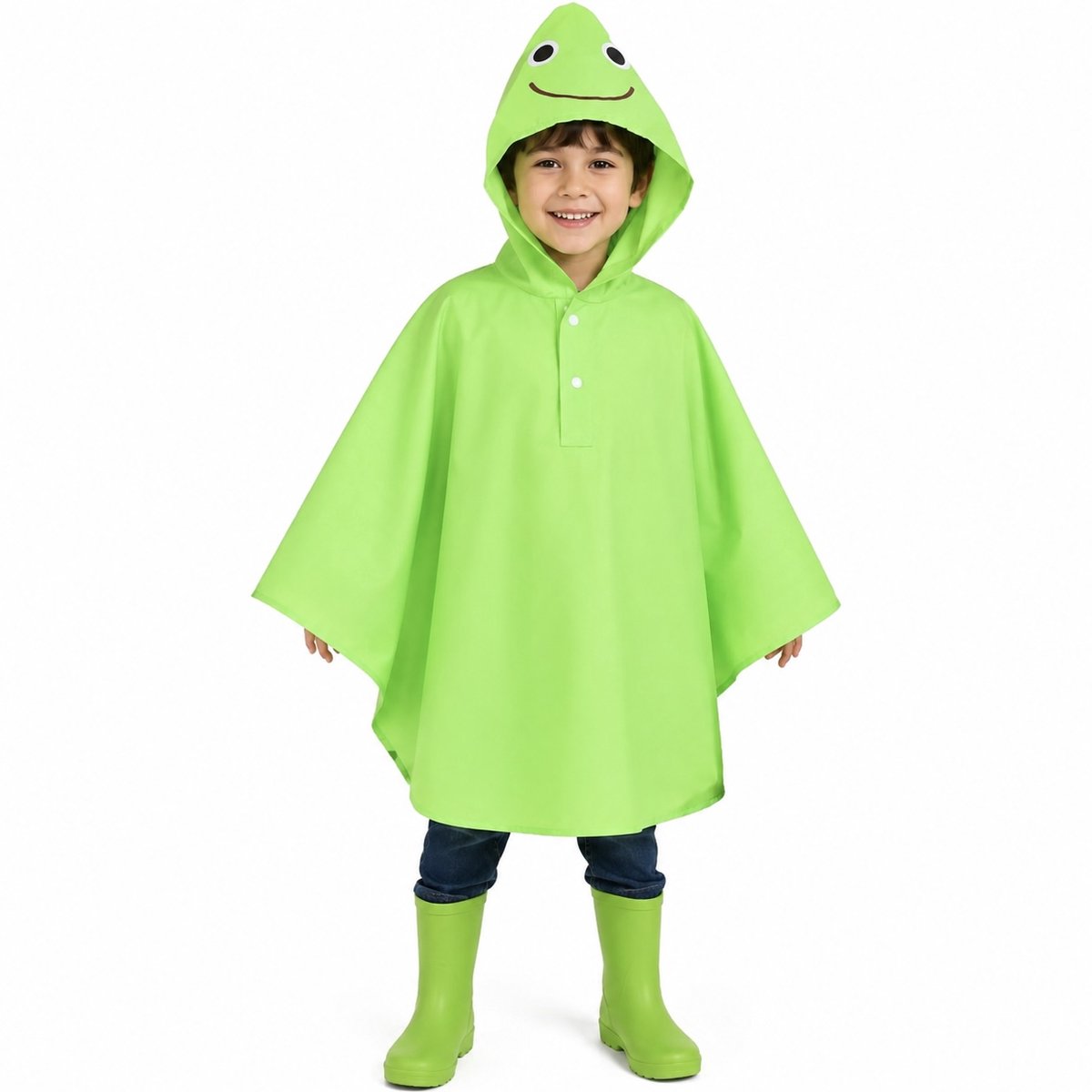 Ultiluxe® Regenjas met capuchon kikker - Regenponcho voor kinderen - Waterdicht - 3 t/m 7 jaar - Jongens meisjes regenkleding voor kinderen - Bescherming tijdens buiten spelen - Vrolijk dierenontwerp met ogen - Drukknopen - Groen