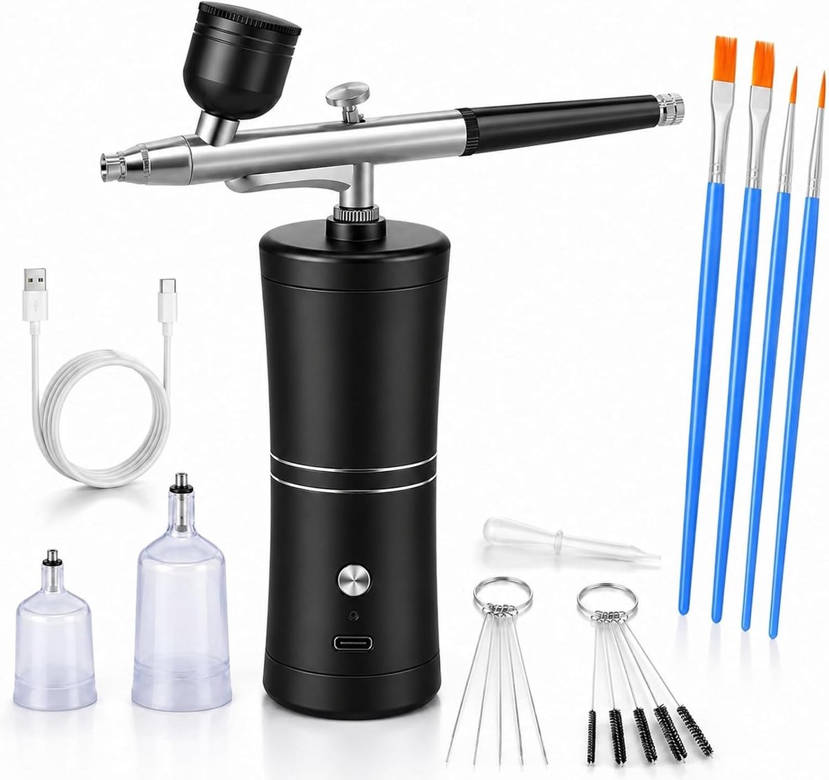 Draadloze Airbrush Set met Compressor voor Nagelkunst en Schilderen, Hoogdruk Airbrush voor Creatieve Projecten