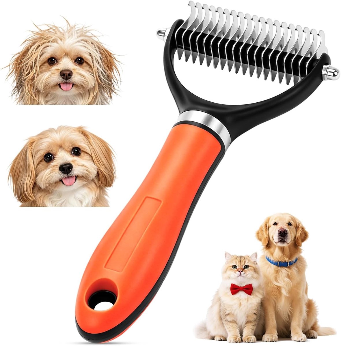 Dubbelzijdige ondervachtborstel voor honden en katten - ideaal voor vachtverzorging en ontklitten