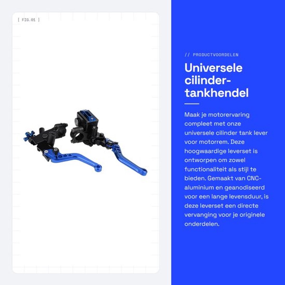 Zeynomax - Universele cilinder-tankhendel - Motorremhendels - Verstelbaar - Blauw