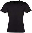 Zwart T-shirt met korte mouwen en logo op de borst.