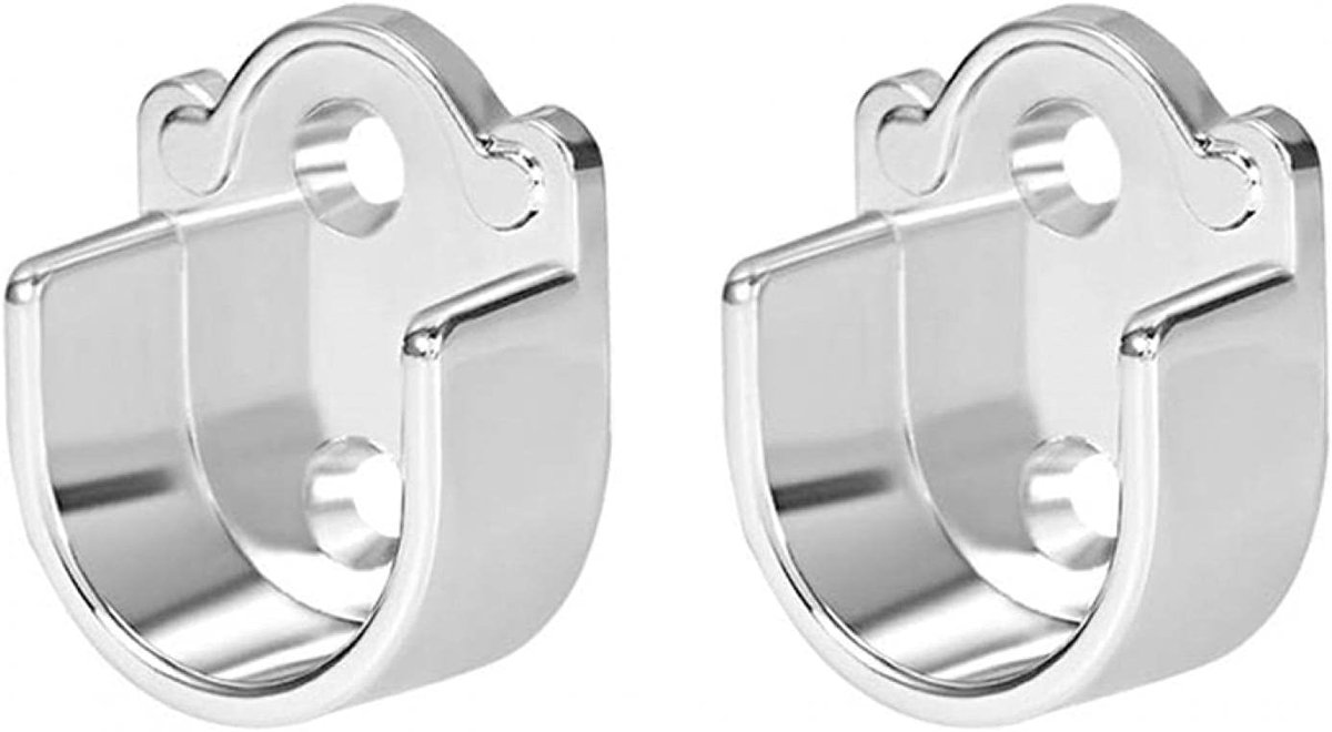 Set van 2/4/6 zinklegering flensbeugels voor douchegordijnstang, kledingkastbeugel, stevige douchegordijnstangbeugel (19 mm, 2 stuks)