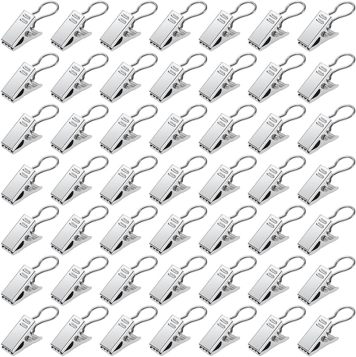 50-delige metalen gordijnclips, roestvrijstalen gordijnclips, decoratieve gordijnclips, ophanghaken, voor slaapkamer, badkamer, huisdecoratie, zilver