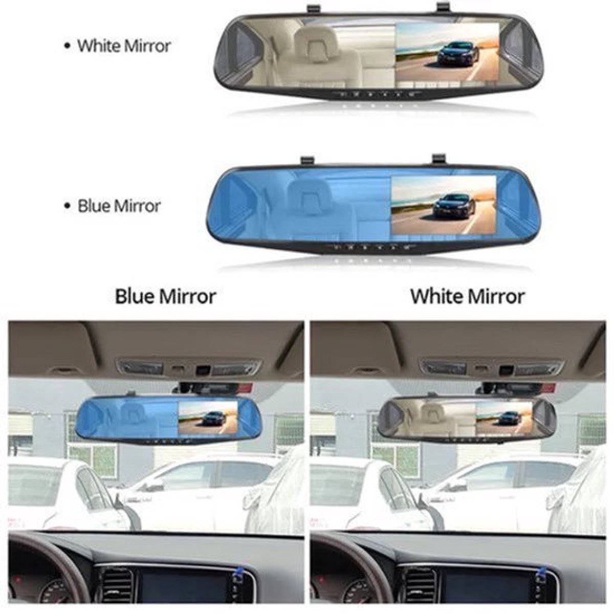 Dashcam voor Auto - Dashcam 4.3 Inch - Full HD 1080P Auto Rij Recorder - Achteruitkijkspiegel DVR - Nachtzicht & Bewegingsdetectie - Zonder Geheugenkaart - Zwart