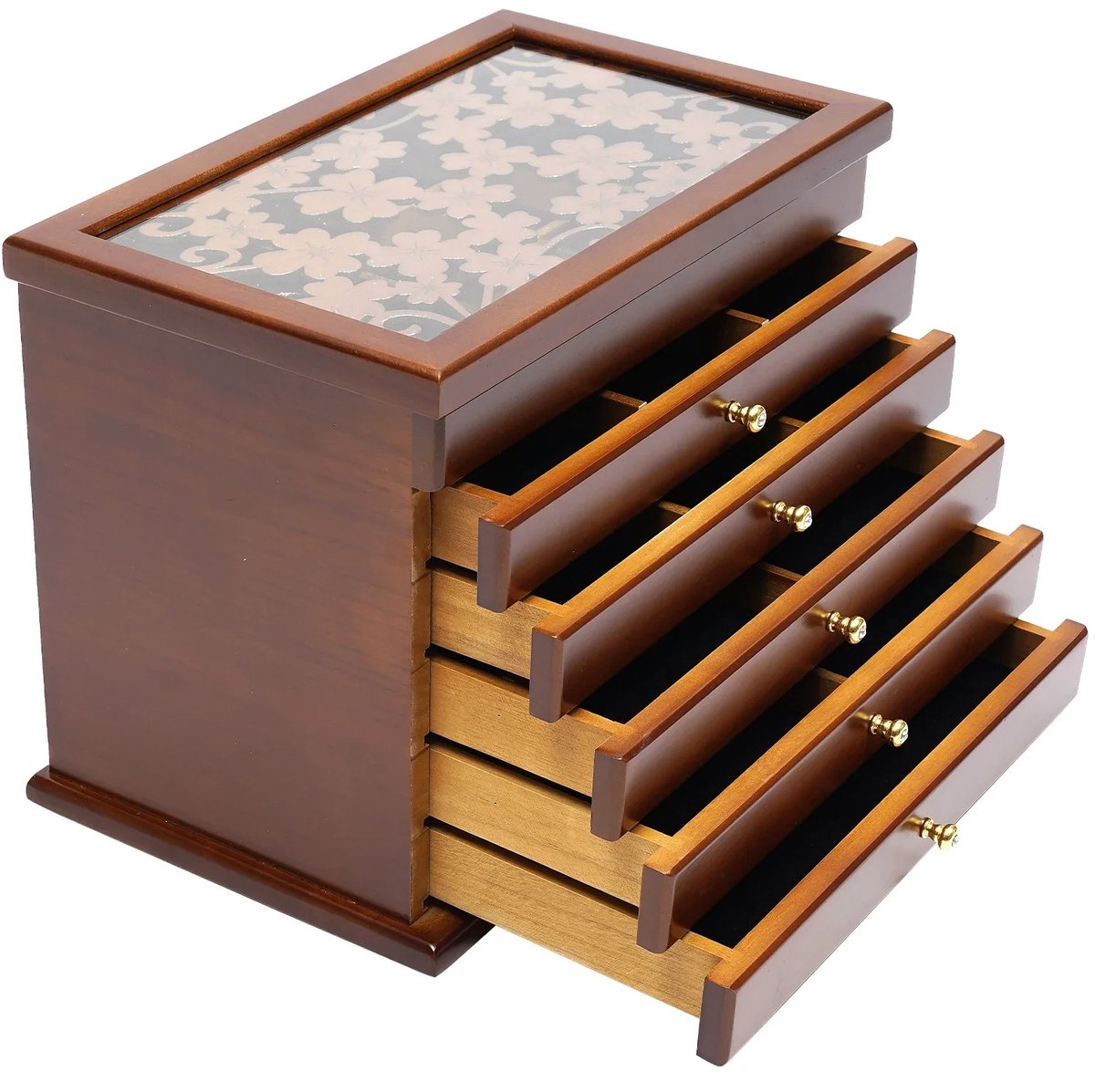 Molhaus Houten Sieradenkast - Vintage Opbergdoos - 28 x 35 x 38 cm - Voor Ringen Kettingen Oorbellen en Accessoires - Bruin