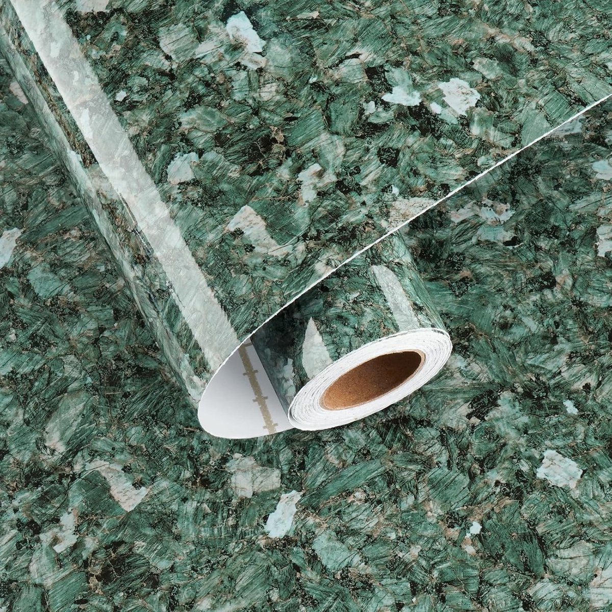 Zelfklevend Glanzend Groen Marmer Behang voor Keuken en Badkamer - Vinyl Wrap voor Meubels en Tafels 40cmx200cm, Waterdicht, Duurzaam en Eenvoudig aan te Brengen