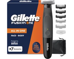 Gillette Fusion One - Trimmer with One Blade - Hybrid Baardtrimmer & Scheerapparaat + 7 hulpmiddelen en accessoires