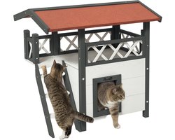 PawHut Katzenhaus mit Treppe und Dach D30-076V02