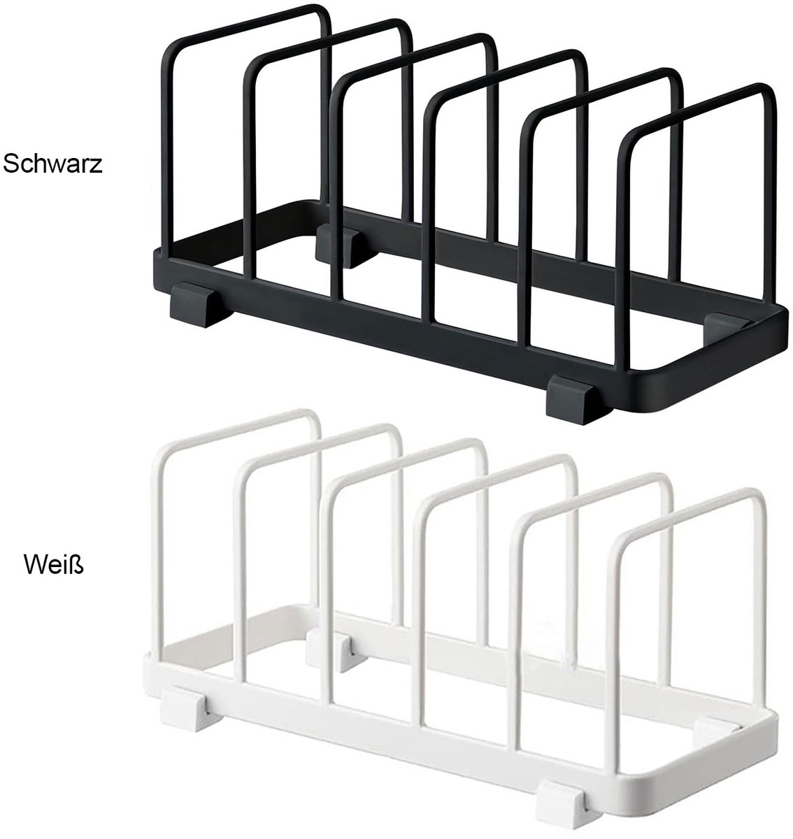 COVREO Afvoerrek met 6 verticale vakken – 2 stuks afdruiprek van ijzer – Keukenrek voor borden en pannen – 24x10,5x10 cm – Zwart