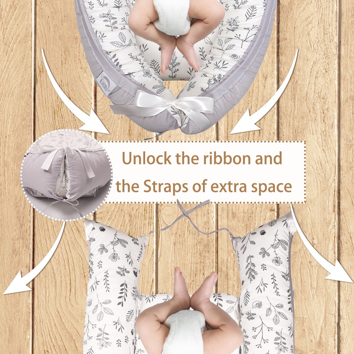 EAQ Babyligbed, babynestje voor co-slaap, babywieg, zacht, ademend, perfect voor pasgeboren cadeau, 100% katoen - ShopVlot