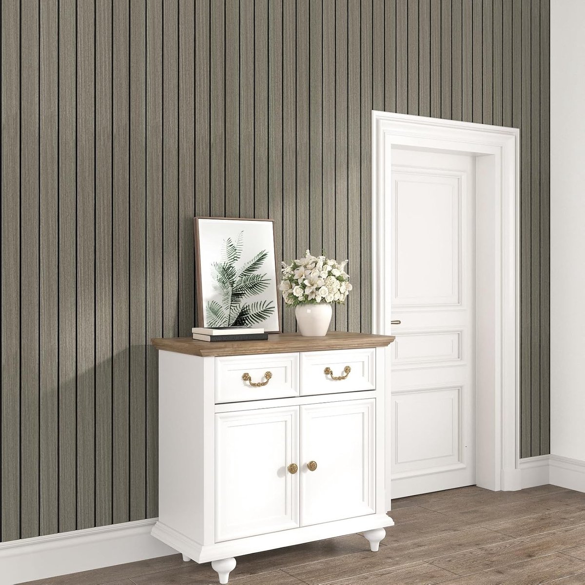 3D Wandpanelen in Grijs en Bruin voor de Woonkamer - Zelfklevende Wandbekleding, Geluiddempende Wandpanelen en Houten Latten voor Keuken en Interieur