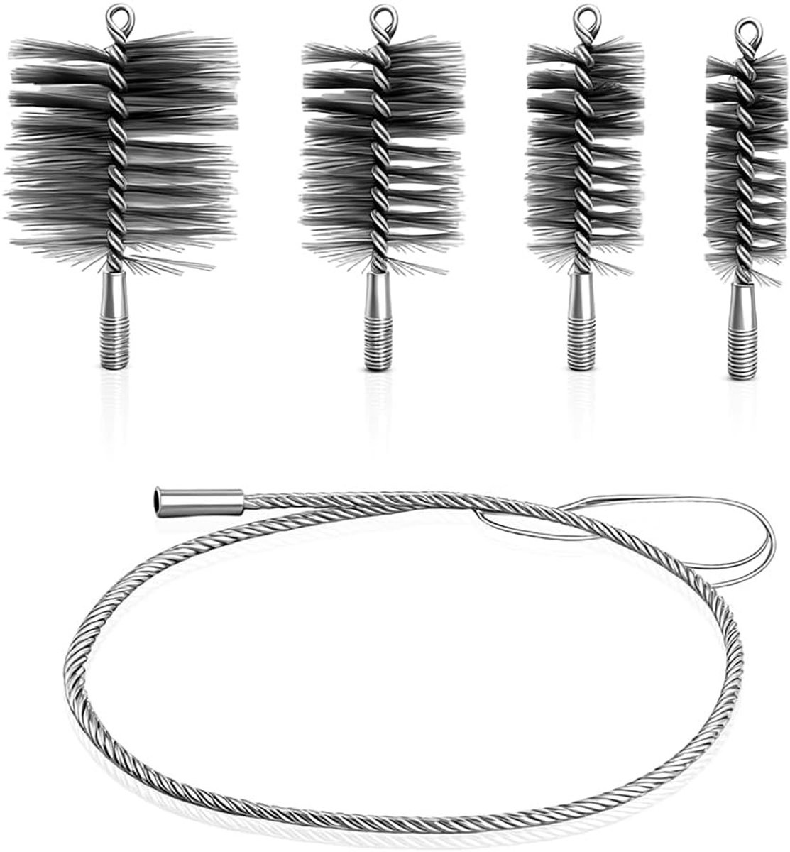 Set van 5 Schoonmaakborstels voor Schoorsteen en Kachel, Inclusief 30mm en 50mm Borstels voor Effectieve Reiniging van Verwarmingssystemen en Open Haarden