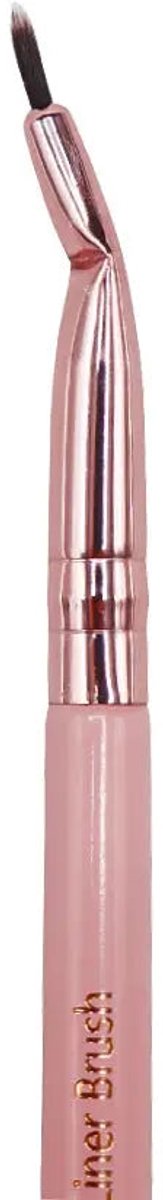 Boozyshop ® Soft Pink & Gold Bended Tight Liner Brush – Ultra-Precieze Eyeliner & Detail Kwast – Gebogen Top voor Moeiteloos Bereiken van Lastige Plekjes – Zachte Synthetische Haren
