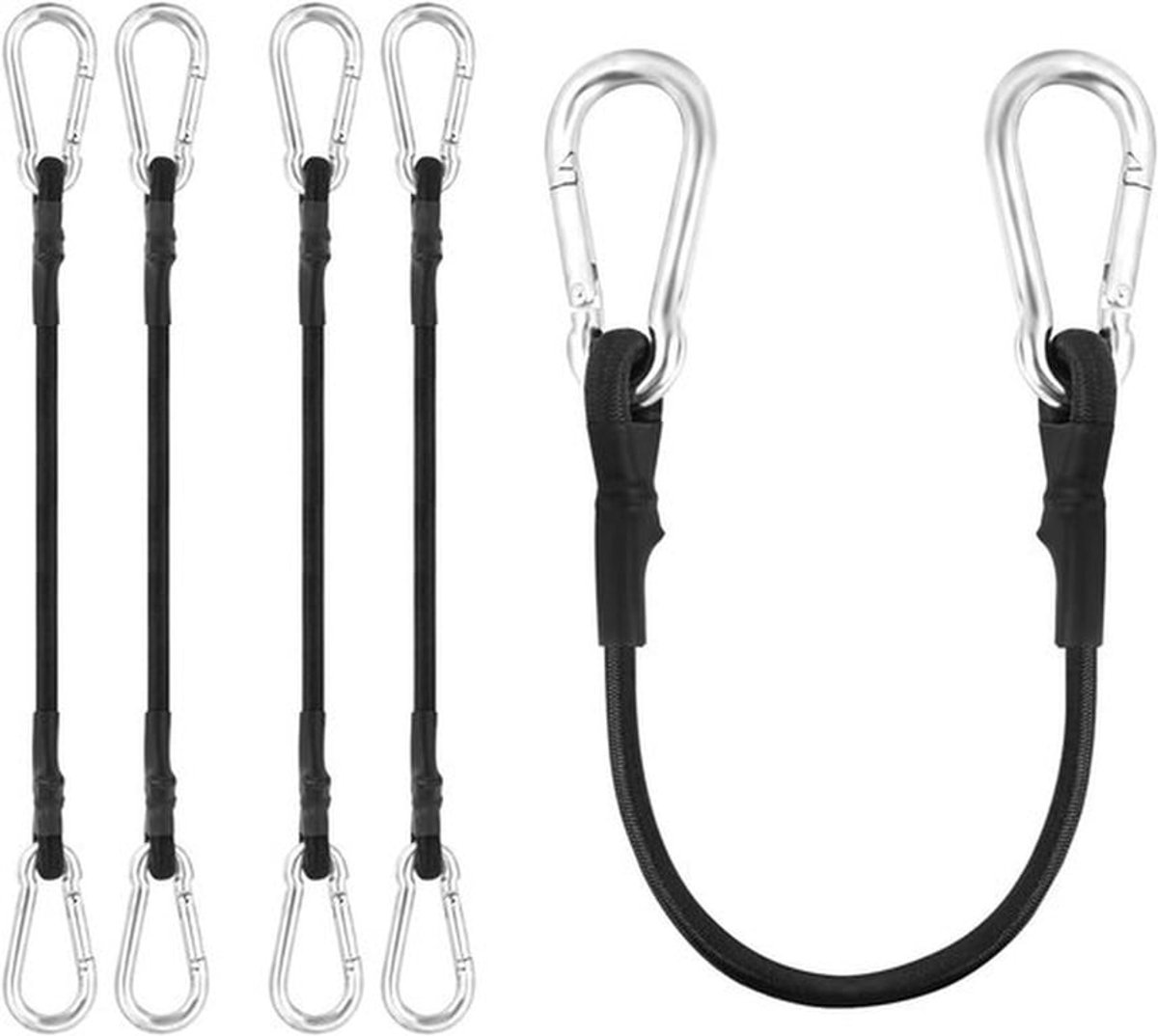 Elastische riemen met haken - 6 stuks, 8 mm x 45 cm - verstelbaar en elastisch - fiets en motorfiets - bagagebevestiging - stevig en praktisch