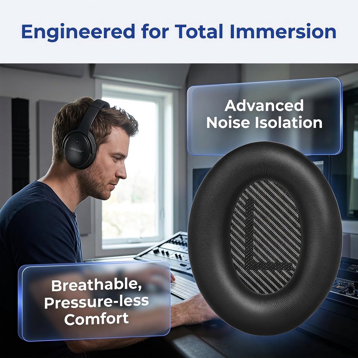 Vervangende Oorkussens voor Draadloze Hoofdtelefoons - Geschikt voor QuietComfort 35, QC25 en QC15, Comfortabele en Duurzame Earcups