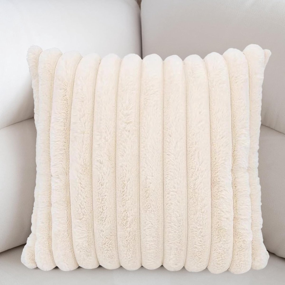 Zachte Pluche Kussenhoezen 45 x 45 cm, Vierkante Kussenhoezen met Ritssluiting voor Sofa en Slaapkamer, Luxe Faux Fur Decoratie