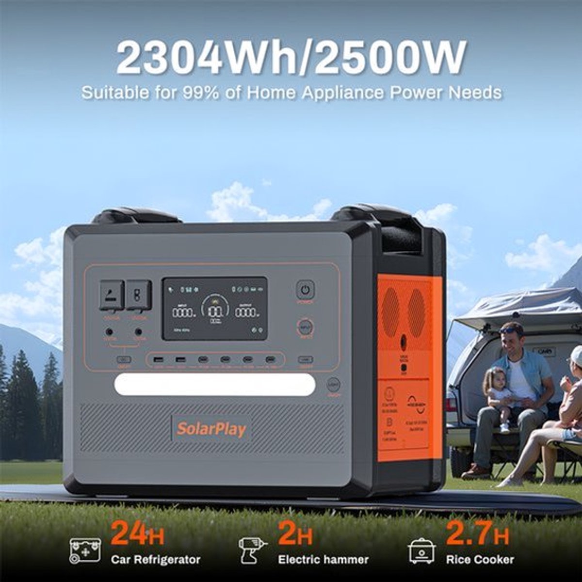 Draagbare Krachtcentrale - 2304Wh LiFePO4 Batterij - 2500W Vermogen - Zonnegenerator - Voor Thuis En Buiten - Noodstroomvoorziening