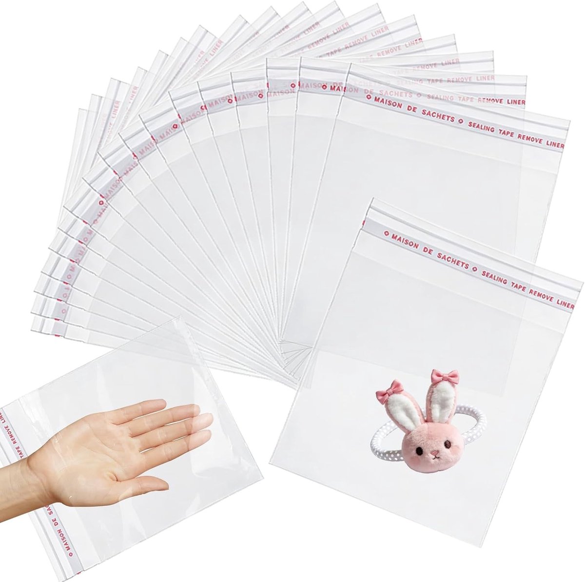 200 Zelfklevende Cellofaanzakjes - Transparante Plastic Zakjes voor Snoep, Geschenken en Feestdecoratie, Hersluitbaar (14 x 14 cm)