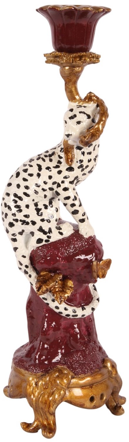 Baroque Kandelaar - Kandelaar Luipaard 33 cm - Rood - Resin - 33x11x10.5 - Polyresin Red