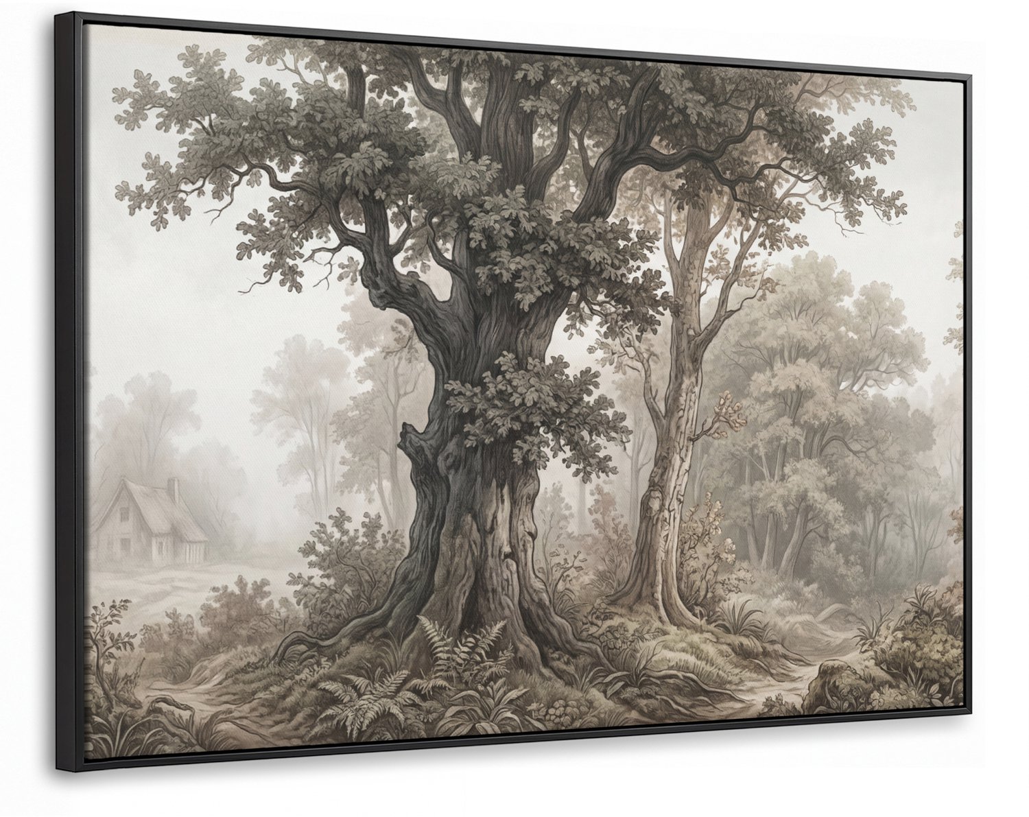 Canvas Schilderij met Baklijst XXL Canvas Schilderij met Baklijst 140x90cm - Natuur - Bos - Eik - Muurdecoratie woonkamer - Slaapkamer decoratie - Kamer accessoires - Schilderijen op canvas met lijst groot